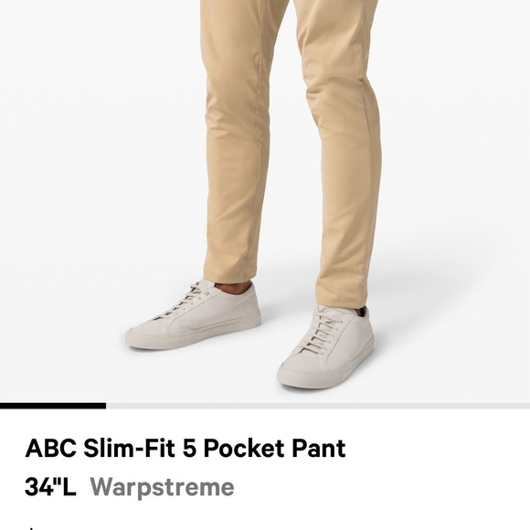 Lululemon Men’s ABC Pant Slim TRNH Trench LM5AQSS Size 34 x 34 - Picture 6 of 15